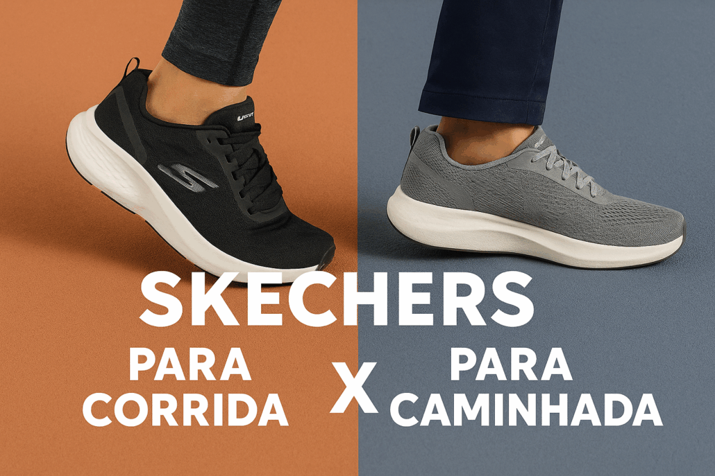 tênis Skechers para corrida x caminhada em ação no Brasil