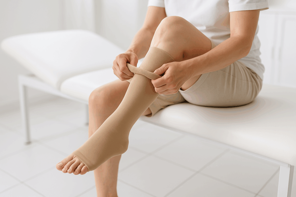 Meia de compressão para varizes em uso