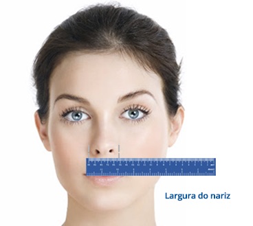 Guia visual: medir largura do nariz com r�gua para escolher m�scara nasal.