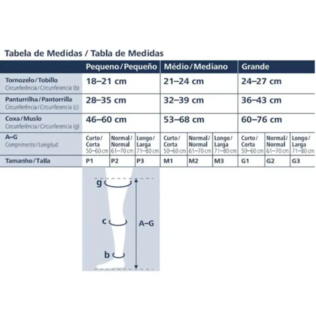 Tabela de medidas oficial Sigvaris Select Comfort 862P